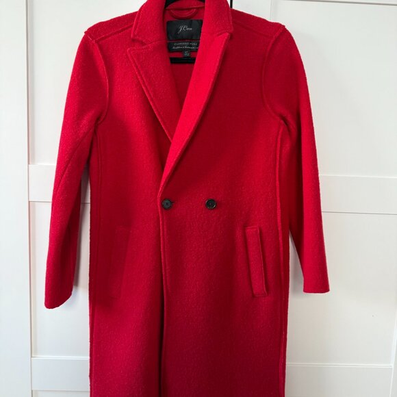 J. Crew Daphne Boiled Wool Topcoat in Red - Picture 1 of 5